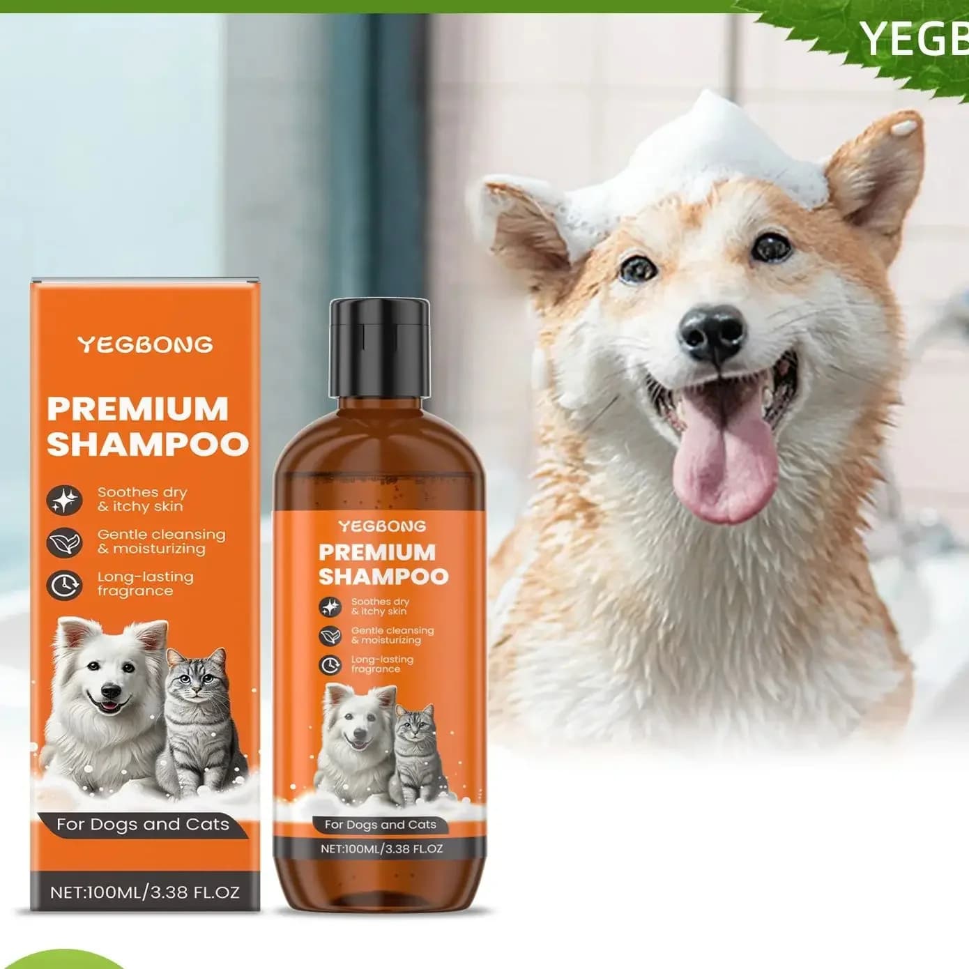 Shampoo Naturale per Cani e Gatti, Formula a Base di Olio di Cocco, Rimuove Odori e Nodi, Repellente per Pulci e Insetti