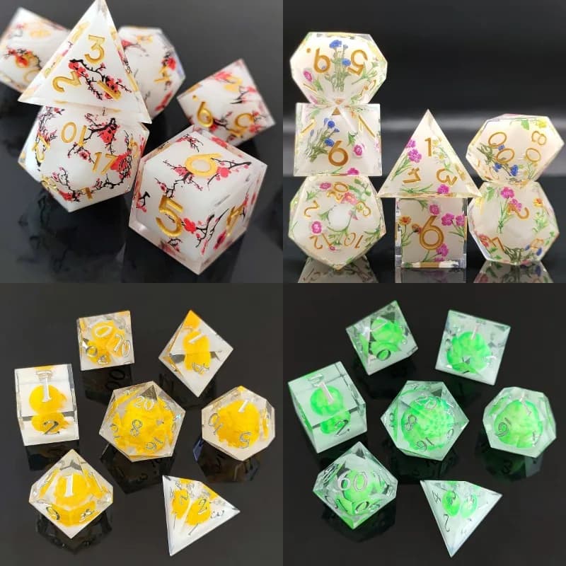 7 pz/set DND Regalo Resina DND Dice Set per Giochi Da Tavolo Gioco di Ruolo Bordo Affilato Dadi Fatti A Mano DND TRPG RPG RPG Dice-L22