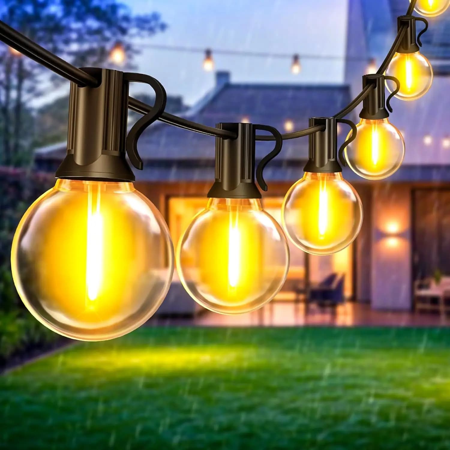 30M/15M Outdoor G40 LED Globe Light String with American Plug, Infrangible Bright Plastic Bulbs for Party, Gardens and Garlands
