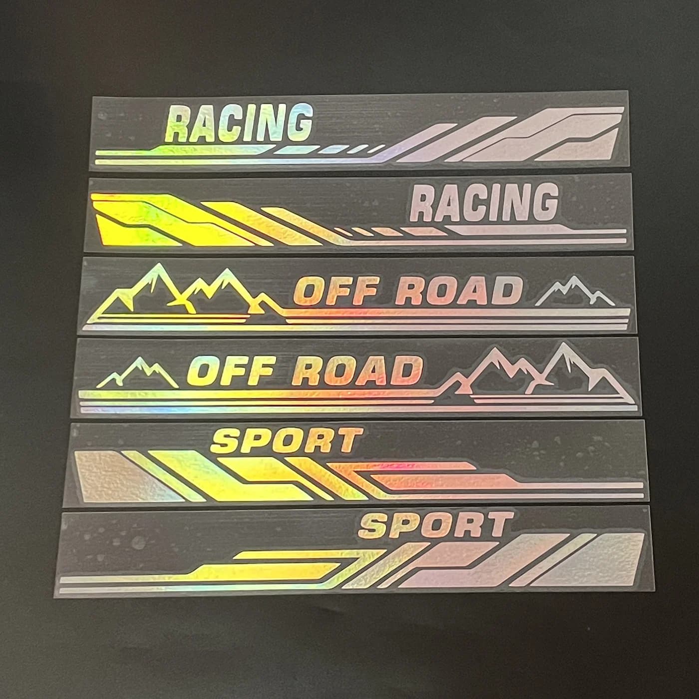 Set di 6 Adesivi Vinilici 2D Impermeabili per Casco Moto, Bici da Corsa, Fuoristrada, Auto, Skateboard, Chitarra, Decorazione Casa