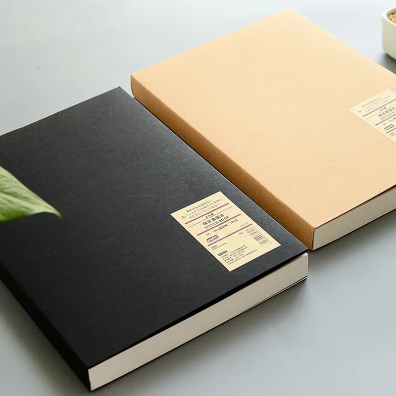 Sketchbook Notebook Simple Solid Color Kraft Paper 16k Hand-painted Student Book, Hardcover Sketchbook Black Cardboard