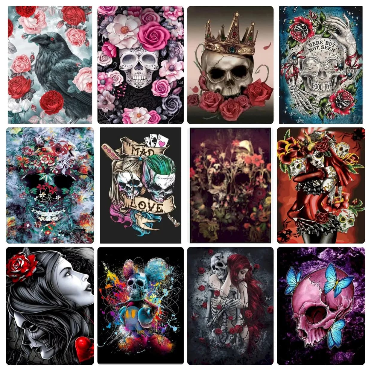 DIY Painting By Numbers Adults Crafts Skull Coloring By Numbers Acrylic Paint on Canvas Hand Painted Kits Oil Pain