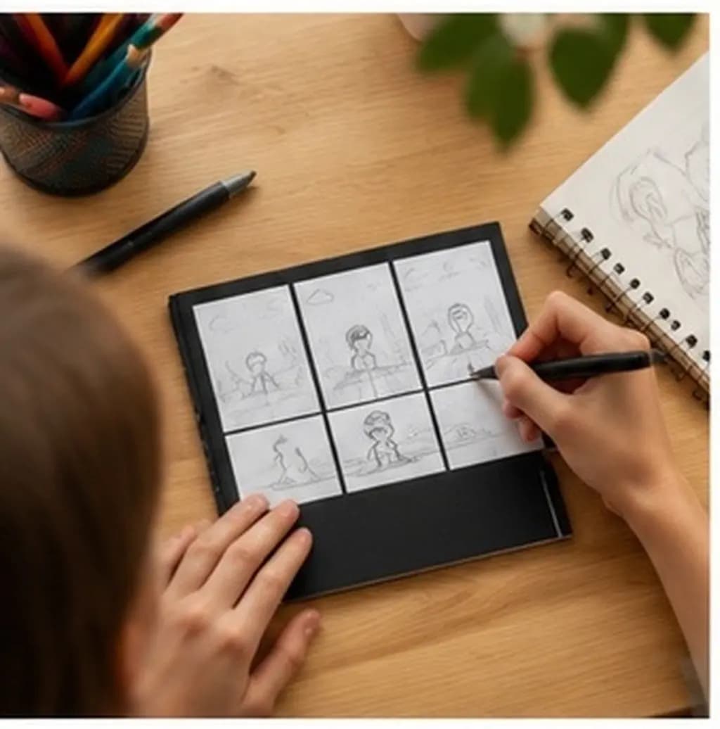 4Pcs Storyboard Notebooks 39 Pages Mini Doodling Pads 4-Panel Layout Small Sketchbook for Artists Manga Animators Script Writing