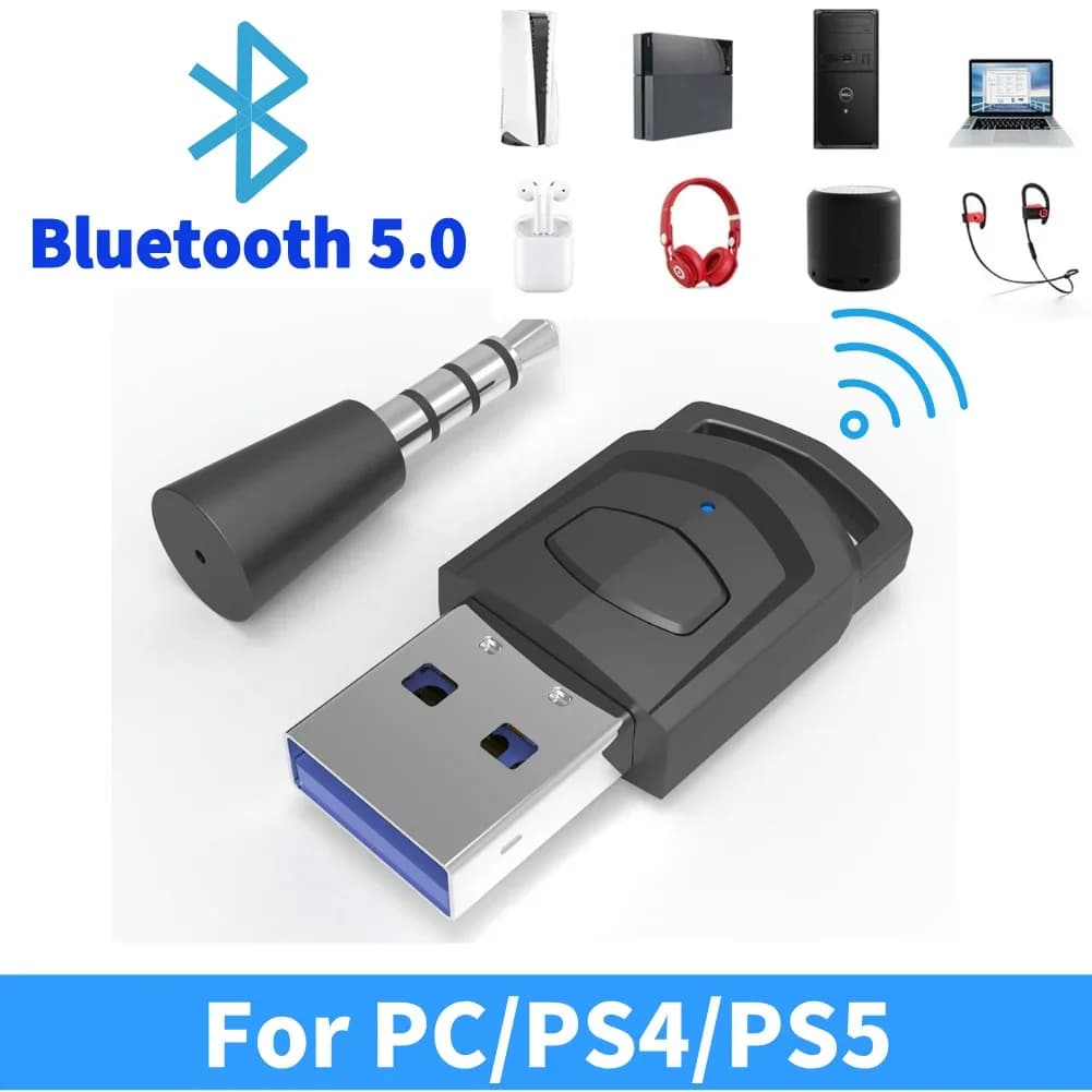 Wireless Headphone Adapter Receiver for PS5 PS4 Game Console PC Gaming Headset Bluetooth-compatible 5.0 Audio Transmitter