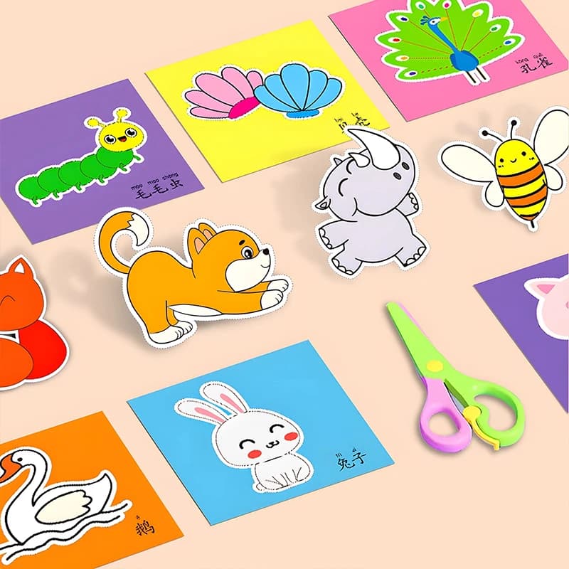 48 pz/set Punte di Carta Giocattoli Pittura Disegno di Carta Fatti A Mano Per Bambini Prima Educazione Giocattolo Rifornimento D'arte Artigianato Forbici TMZ