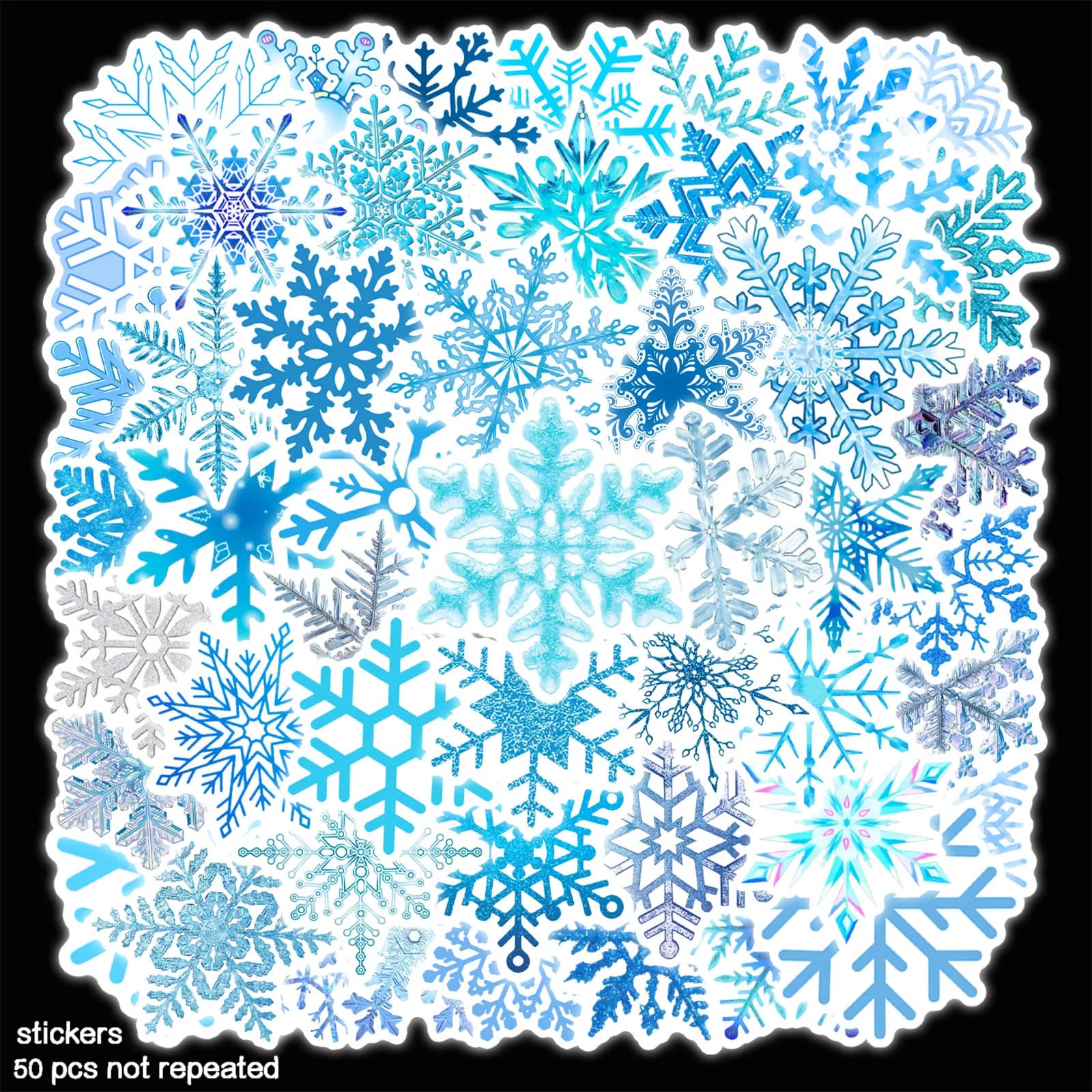 50Pcs Snowflake Graffiti Stickers Water Bottle Laptop Phone Bicycle Luggage Case Skateboard Children Adult Sticker