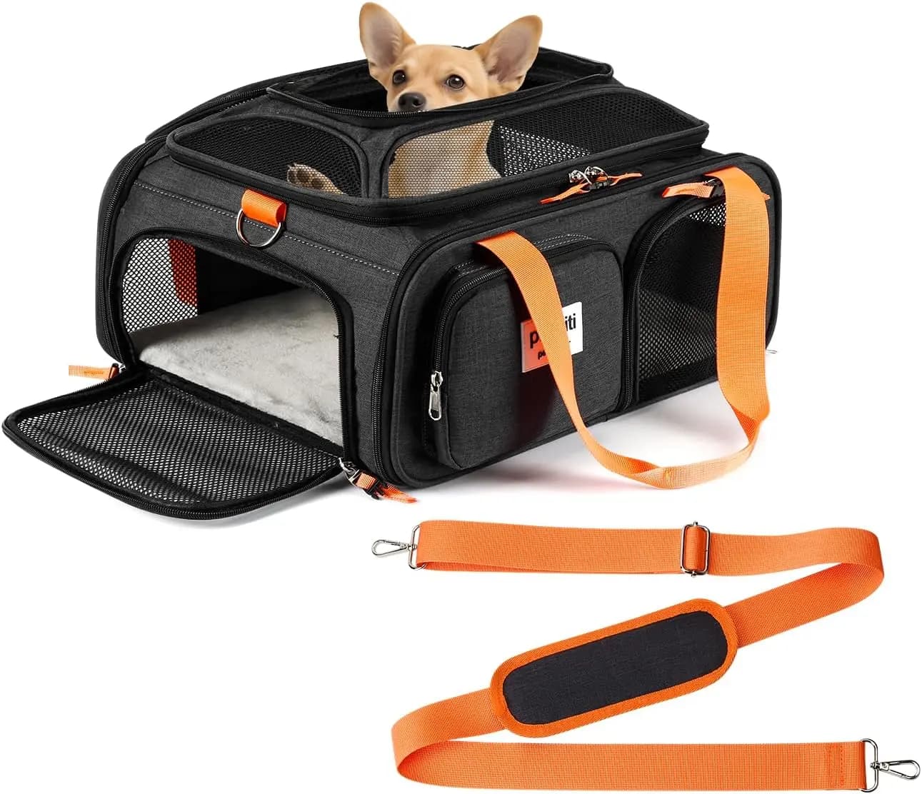 Trasportino espandibile per animali domestici 17x13x8 Frontier Allegiant Breeze Airlines Approved, adatto a cani extra piccoli/gatti piccoli, peso fino a 5 kg.