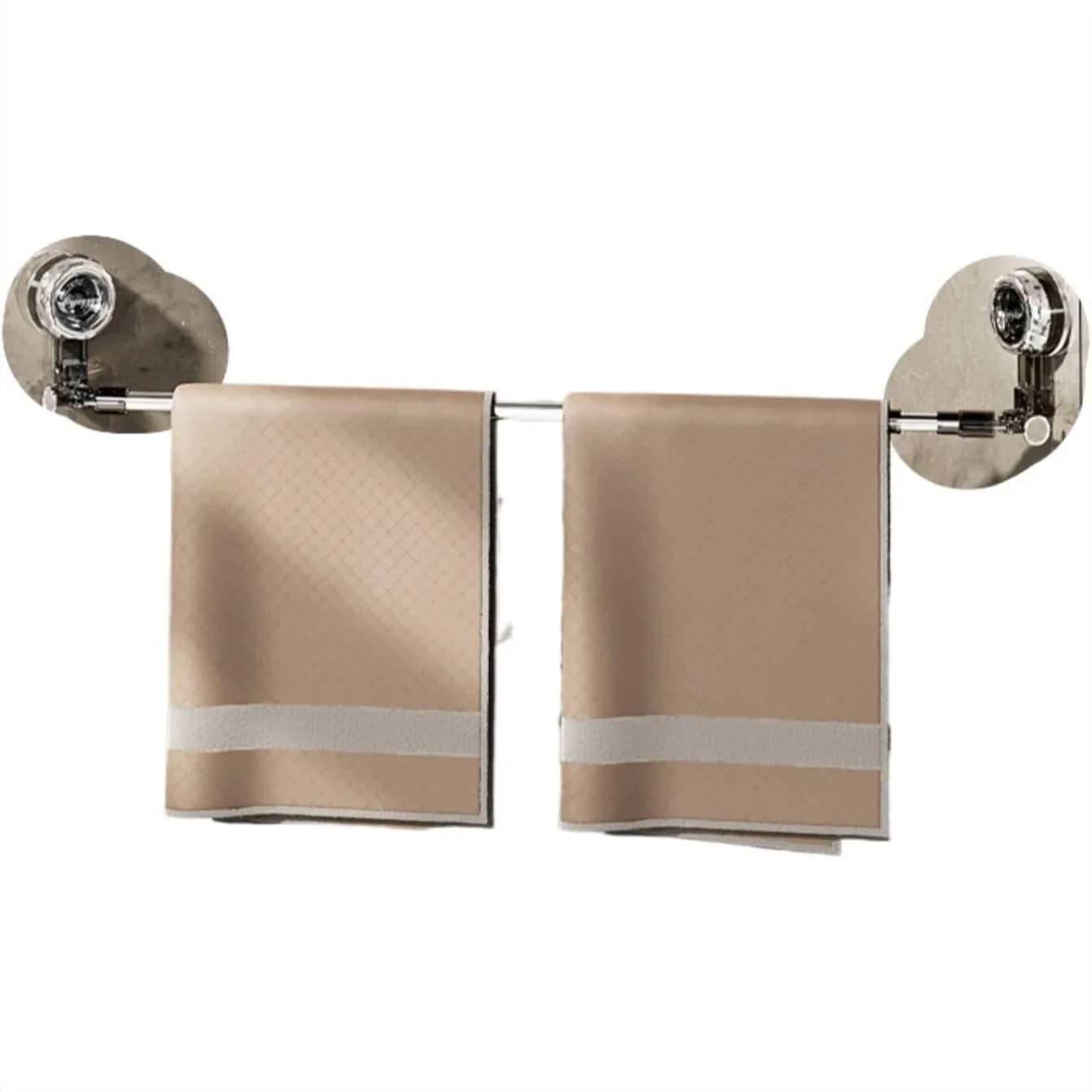 Suction Cup Towel Rack Rotating Extendable Towel Bar for Bathroom Kitchen Under Sink Storage 62-122cm