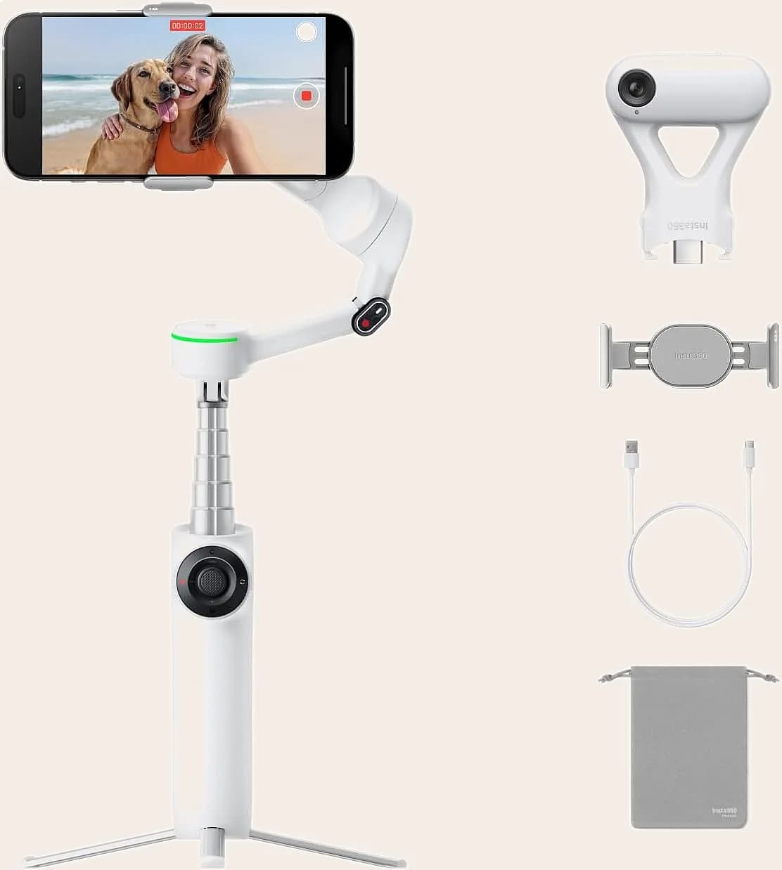 AI Phone Gimbal 360 Auto Tracking Built-in Tripod Selfie Stick Portable Stabilizer Vlog Travel