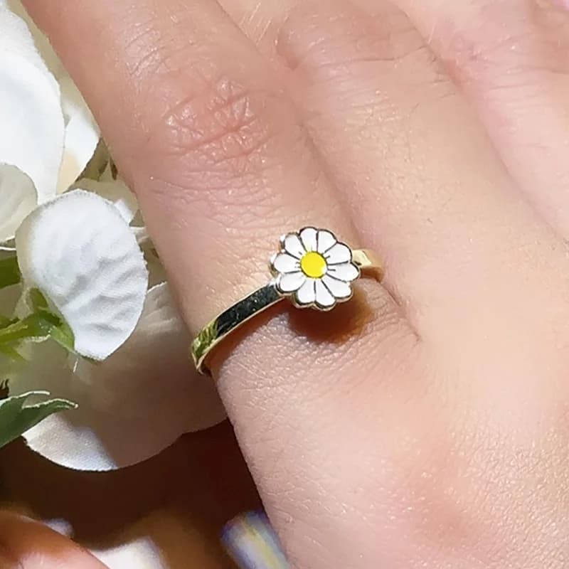 Y2k fiore ansia Spinner anello per le donne regolabile estetica Daisy Fidget Anti Stress anelli Trend gioielli regalo di san valentino