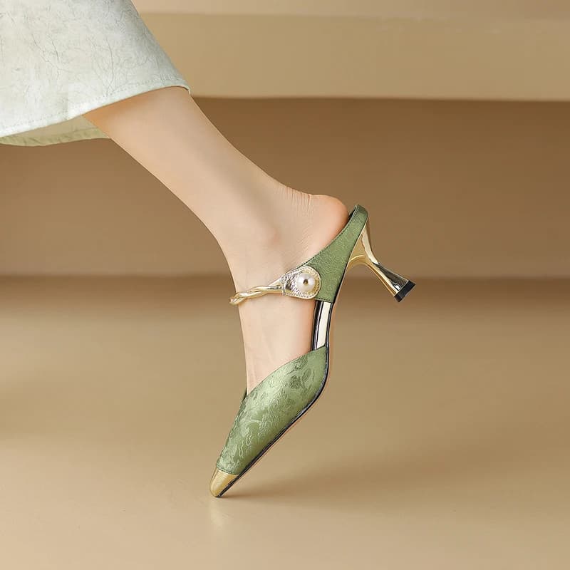 Handmade Genuine Leather Sexy Sandals simple party fairy style retro style women's high heels Chinese style Pumps