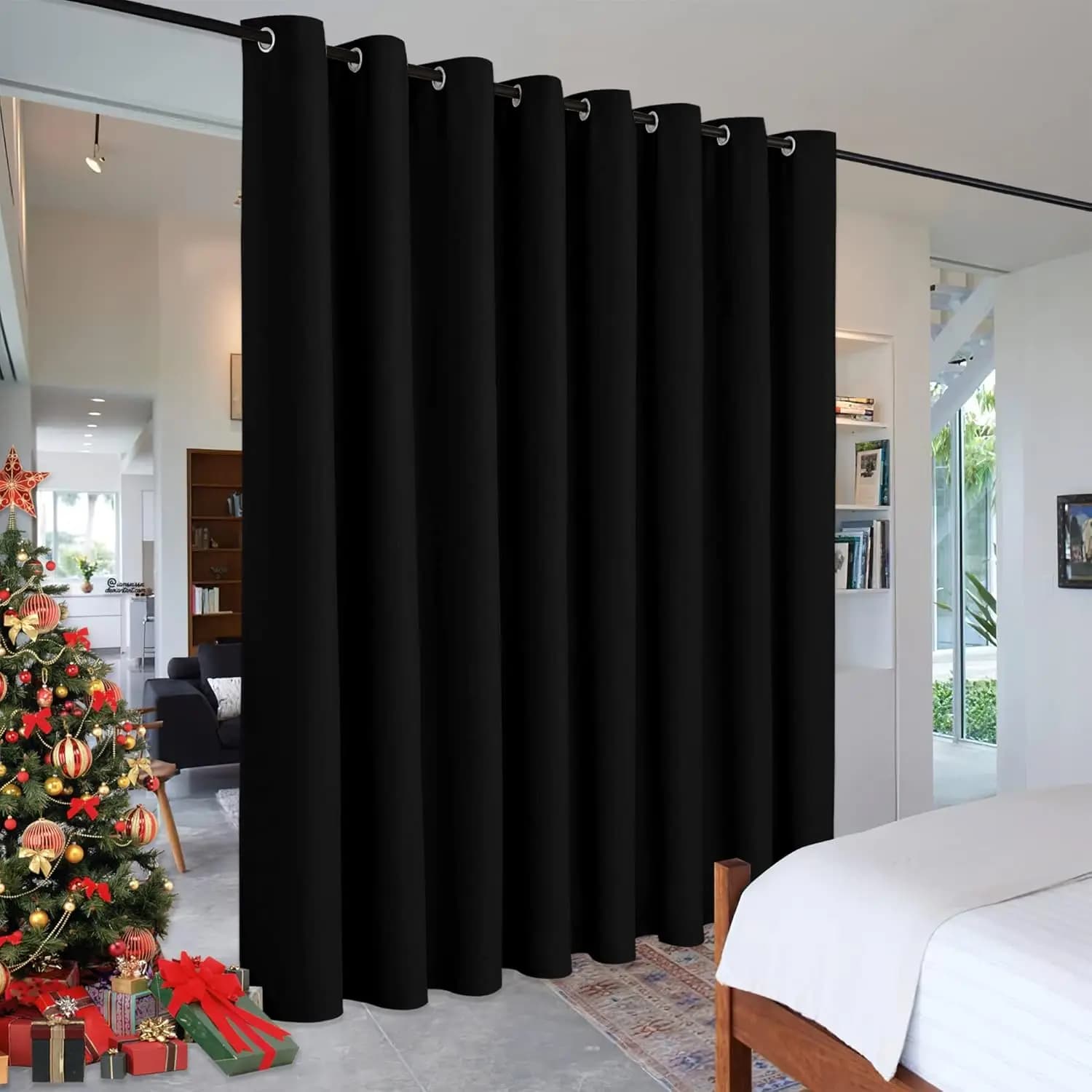 Office divider black extra wide long, portable tent for apartment or office, width 8 feet x 15 feet