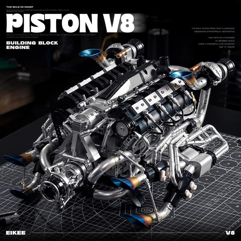 Nuovo Modello di Simulazione Motore V8 High-tech, Blocchi da Costruzione Elettrici, Parti di Auto Giocattolo, Regalo per Ragazzi e Adulti, 2700+ Pezzi
