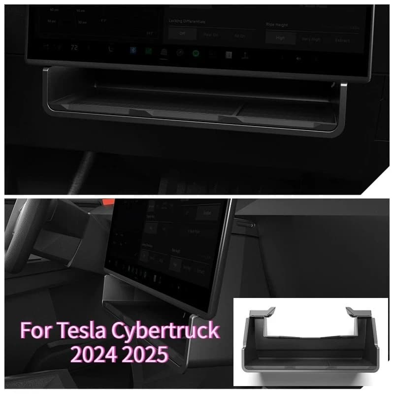Vano portaoggetti sotto schermo per Tesla Cybertruck 2025, organizer nascosto per console centrale, accessori interni auto