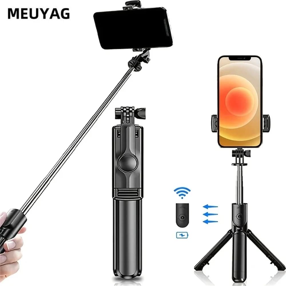 MEUYAG 2025 nuovo treppiede portatile espandibile selfie stick con telecomando con telecomando wireless BT staccabile compatibile per iPhone