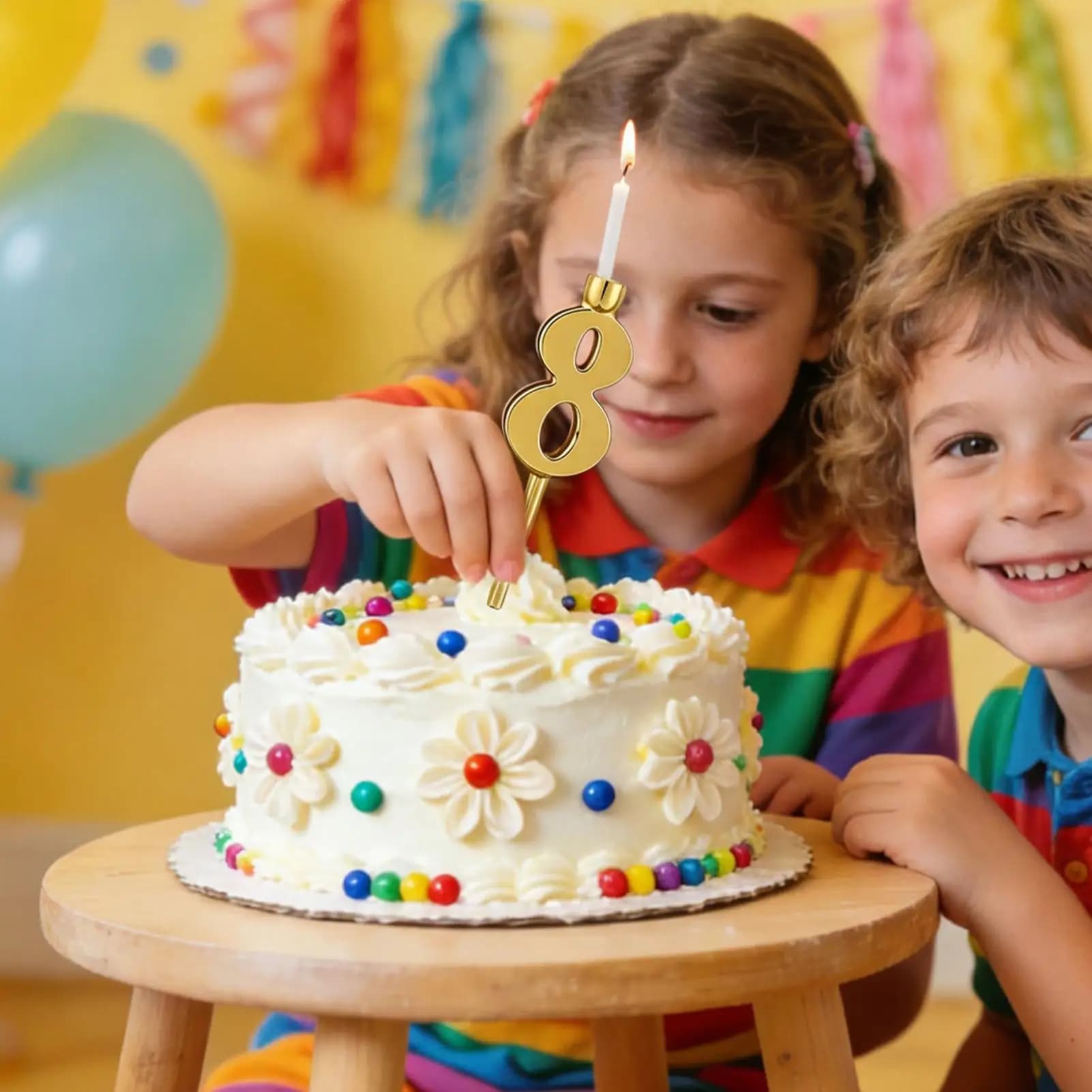 0-9 Numerical Candles for Party, Fai-da-Te Decorations, Golden Candles for Birthday Cakes, Anniversary Decorations