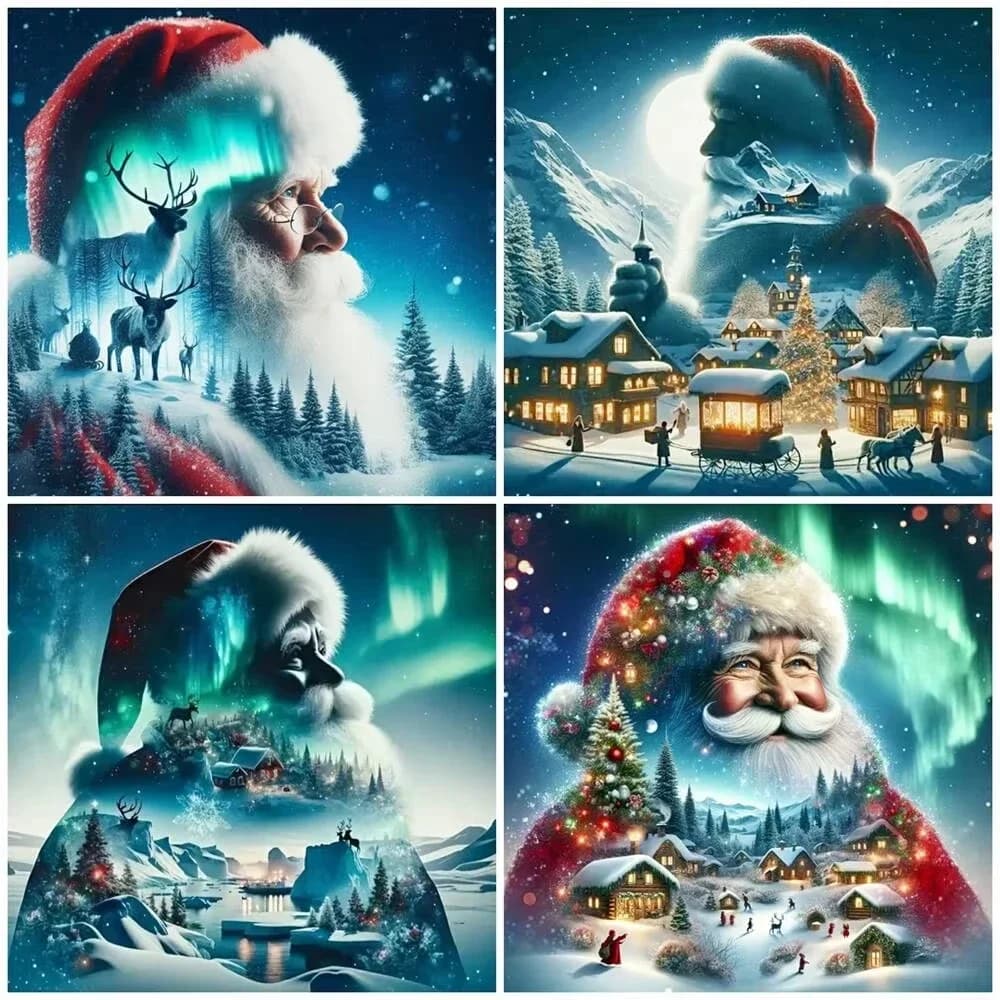 Diy Diamond Art Painting Kit Craft Santa Claus Aurora Forest House Cozy Mosaic Embroidery Cross Stitch Home Decor Christmas Gi