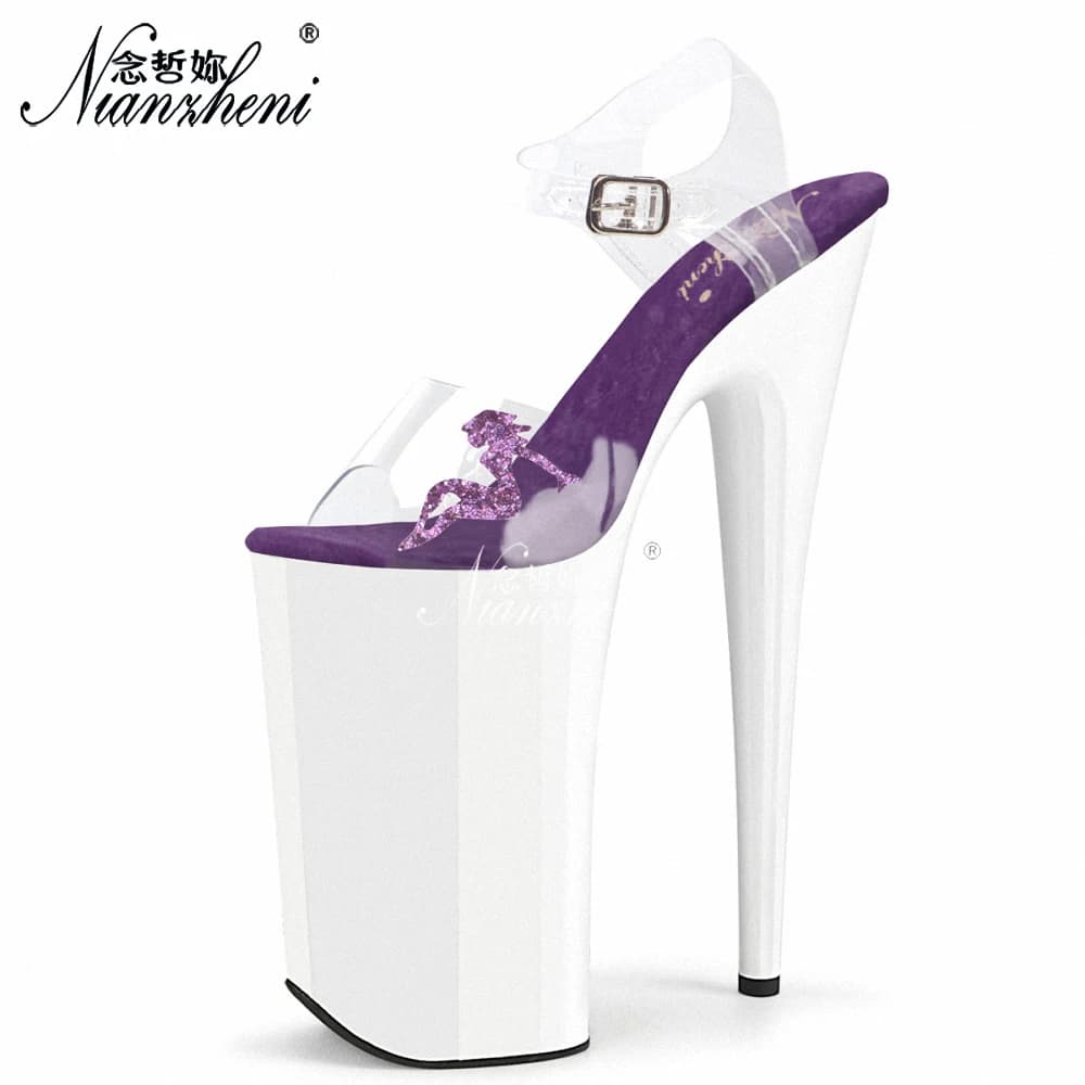 Exotic 26cm 10 Inch Clear PVC Platform Sandals Pole Dancing Shoes Stripper Stage Show Women's Rhinestone Fetish Gothic