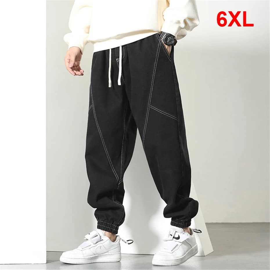 Men's jogging trousers wide sizes 6XL Casual denim pants men's fashion