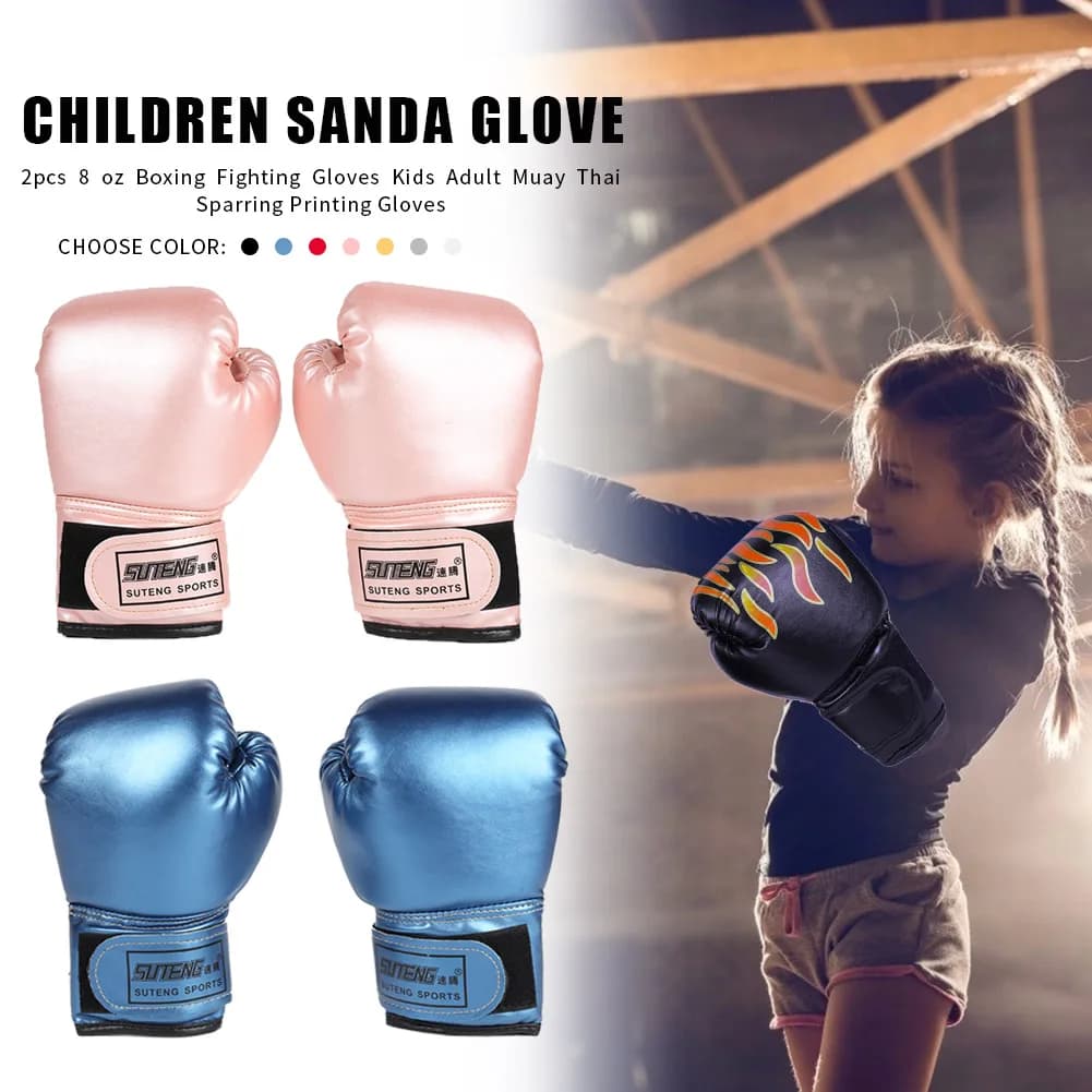 2 Pezzi Guanti da Boxe per Bambini in Pelle PU, Guanti Traspiranti per Muay Thai, Guanti da Combattimento, Guanti da Taekwondo per Sacco da Boxe