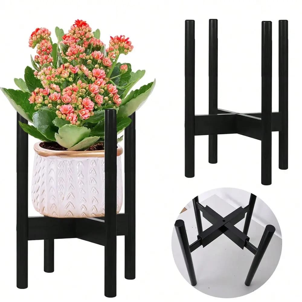 Tiered Plant Stand, 3 5Shelf Wooden Flower Pot Rack Holder For 1012.6 Inch Pots, Indoor Outdoor Garden Decor With Removable Tra