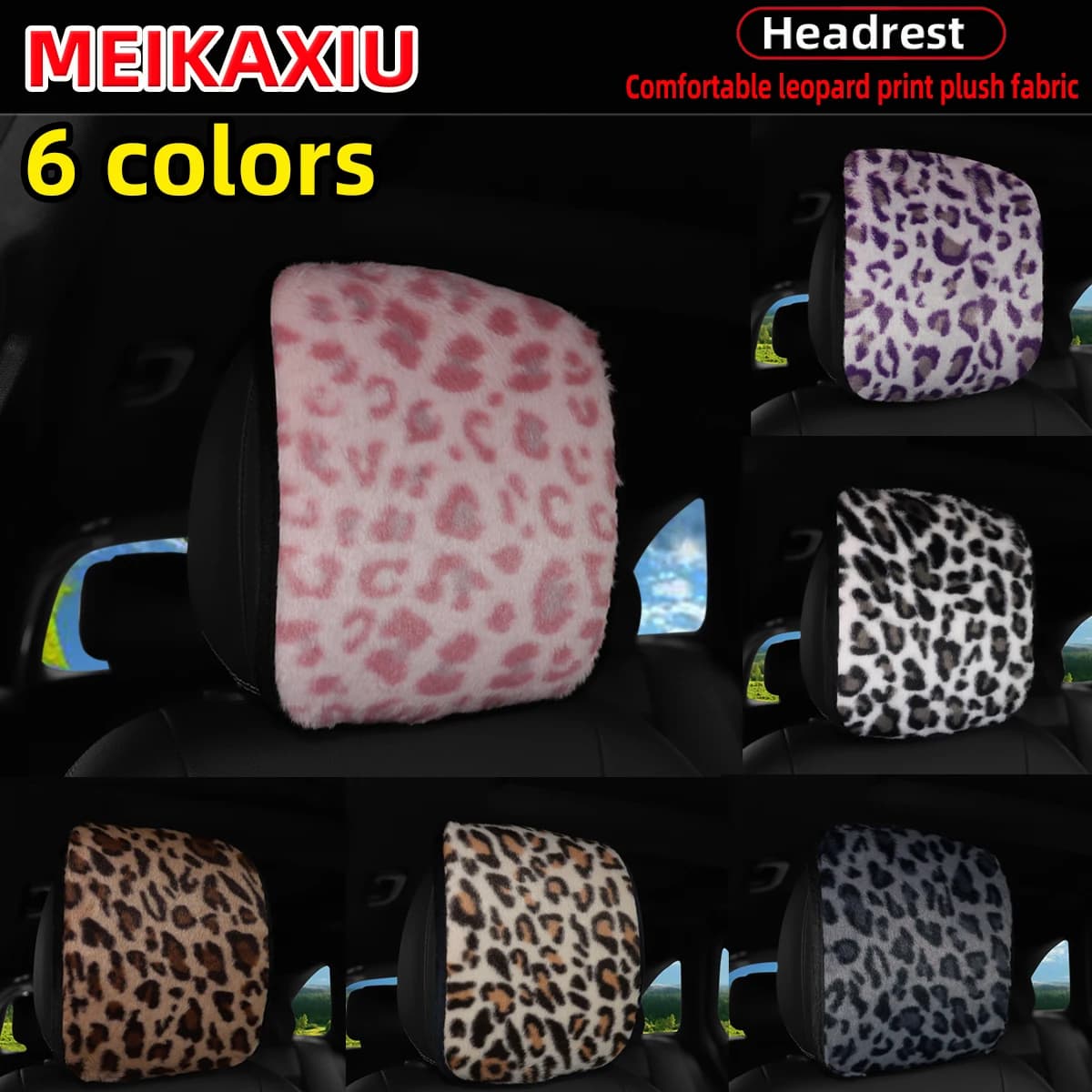 1 pcs or 2 pcs Comfortable artificial fur print leopard headrest for auto federa decoration auto fashion business
