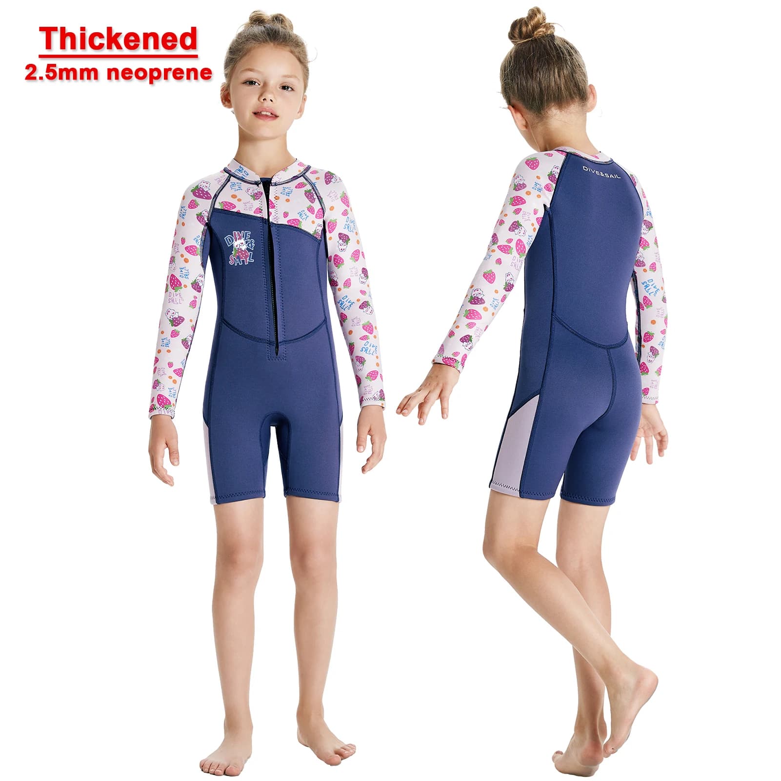 Muta da immersione calda in neoprene da 2,5 mm per ragazzi, muta intera a maniche lunghe per ragazze, abbigliamento da surf ispessito per bambini, costumi da nuoto per snorkeling