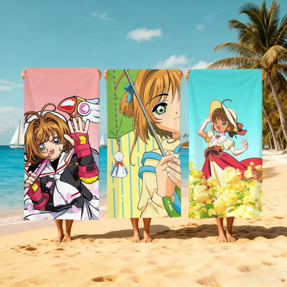 Asciugamano da spiaggia C-cardcaptor anime carino S-sakura, ad asciugatura rapida, morbido, per piscina, regalo per viaggi, palestra, doccia, campeggio, sport