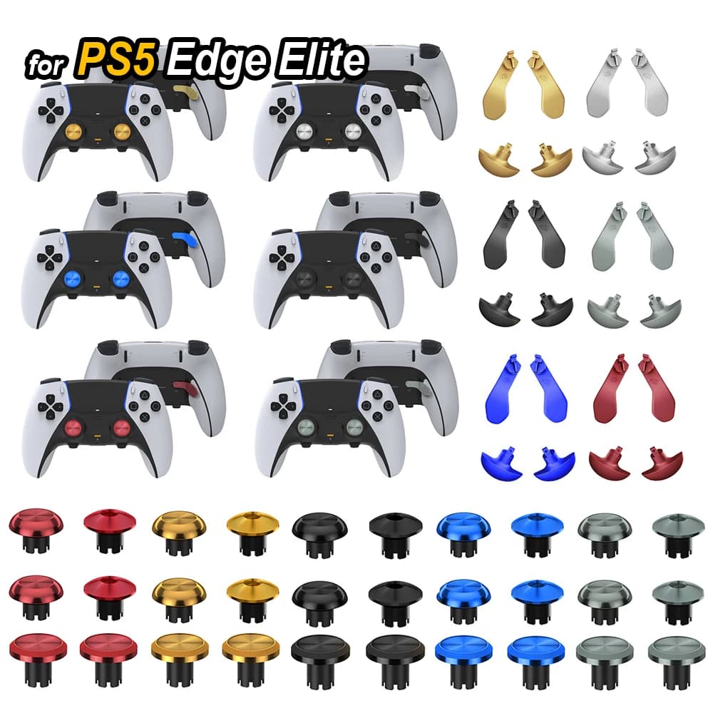 2024 Levette in metallo per PS5 Edge Controller Joystick analogico 4 palette posteriori Trigger Pulsanti Accessori di ricambio Parti