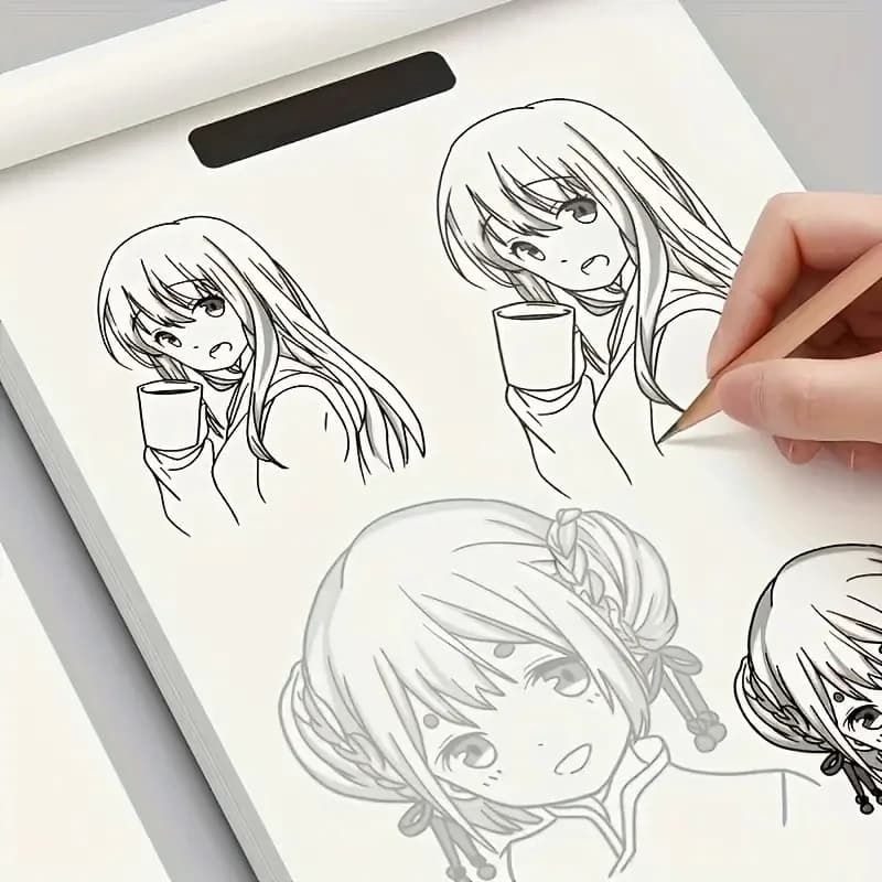 Libro di disegno artistico al tratto con personaggi anime per principianti - 48 pagine di contorni semplici disegnati a mano per tracciare e praticare la pittura