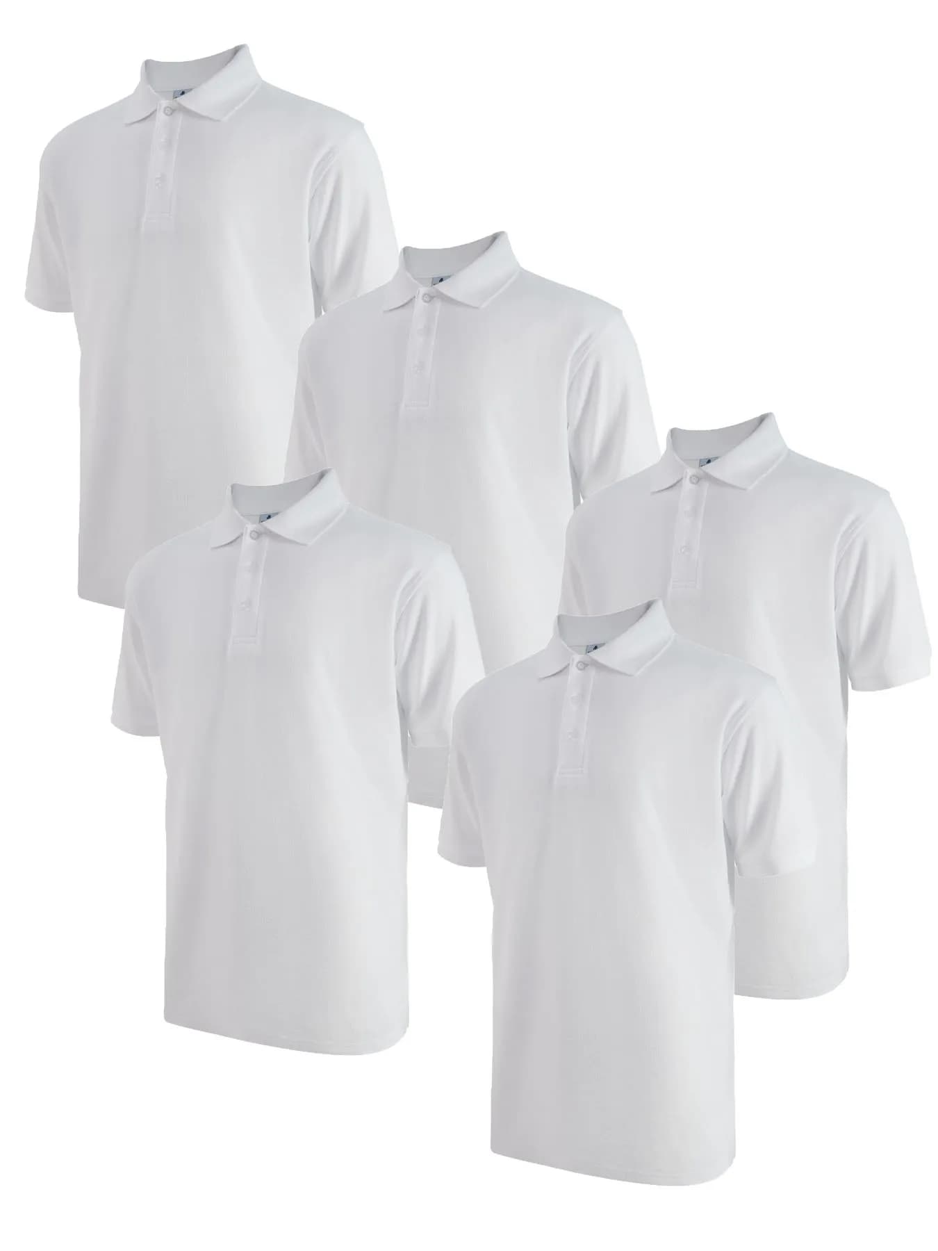 Pack of 5 Men's Golf Polo in Maniche Corte, Tinta Unita, Breathable and Fast Drying, for Sport and Work