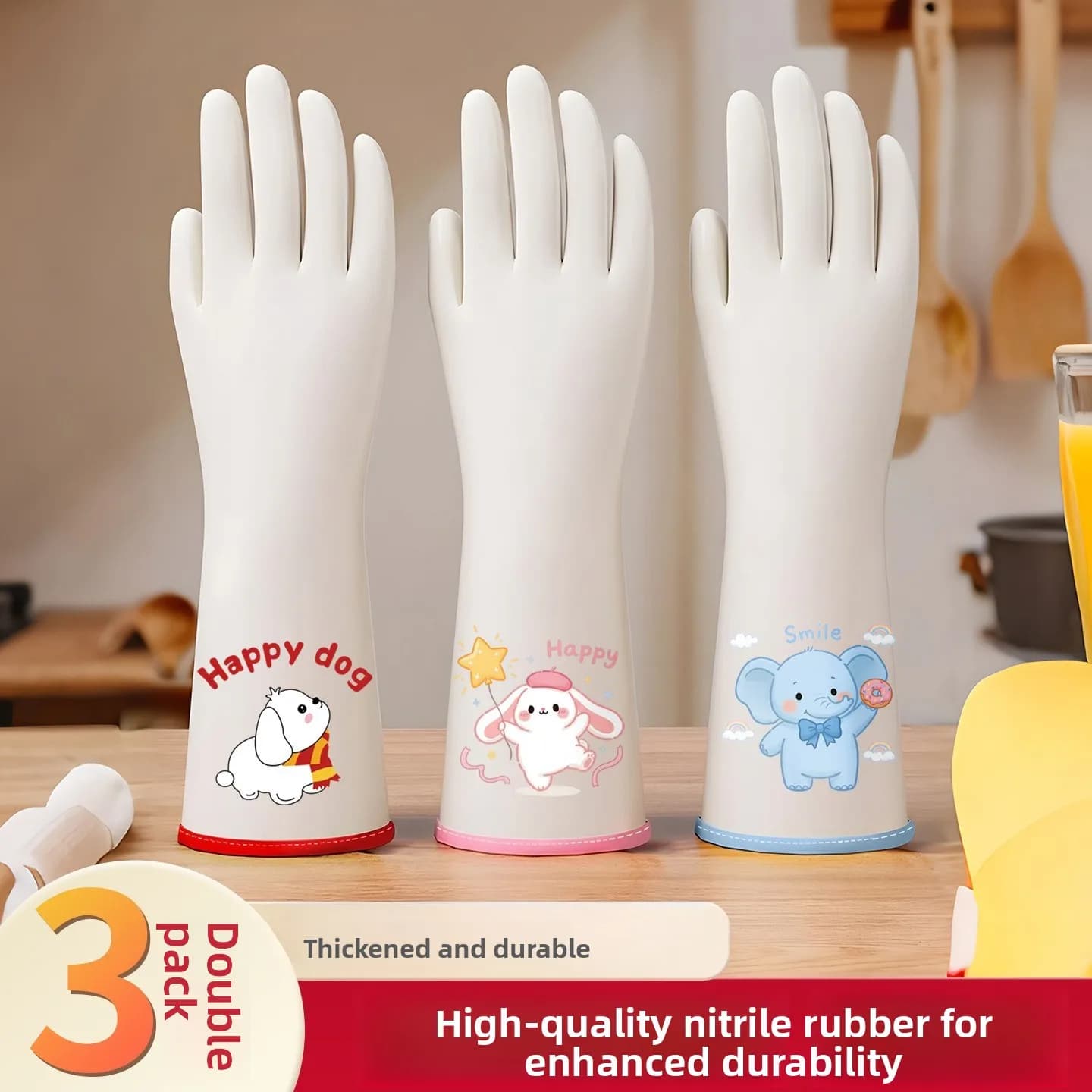 Dishwashing gloves latex fleece thickened housework cleaning kitchen laundry washing dishes durable female waterproof