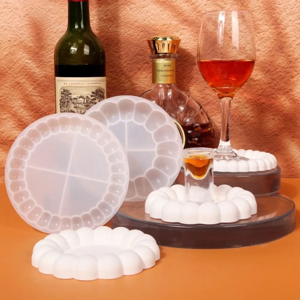 Craft Supplies Silicone Bubble Coaster Mold Reusable 3D Resin Casting Mould Flexible Polymer Clay Mold Gift