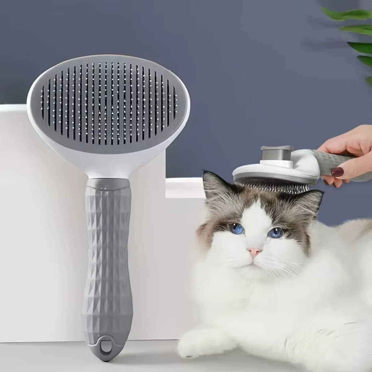 Spazzola per toelettatura animali Easy Clean – Spazzola autopulente con rimozione dei peli con un solo clic, pettine massaggiante delicato per gatti