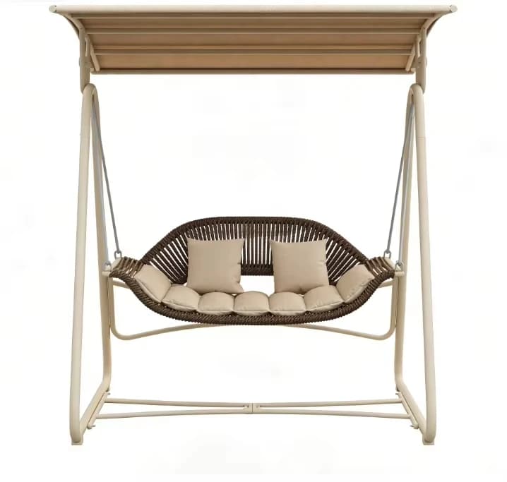 #Modern Metal Outdoor Swing Chair 2 Person Patio Swing with Quick-Dry Cushion for Hotel & Park Use