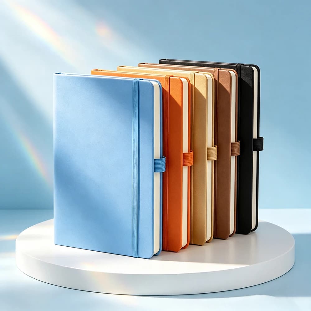Hardcover A5 Notebook PU Leather 100Sheet 200Pages 80gsm Thickened Paper Journal with Elastic Band Office School Supplies