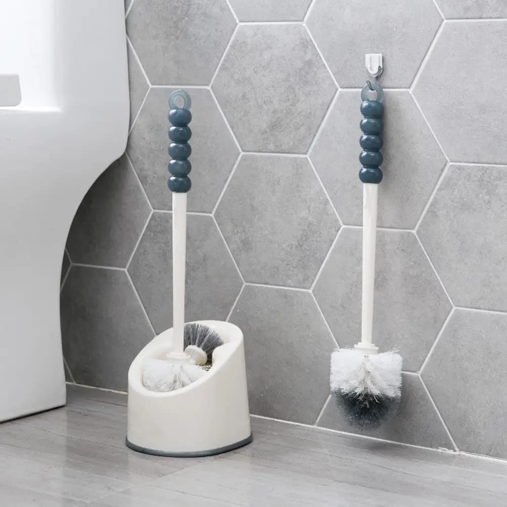 Plastic Long Handle Toilet Brush Set Portable Corner Cleaning Bathroom Toilet Brush Dense Soft Bristles Efficient Stain Removal