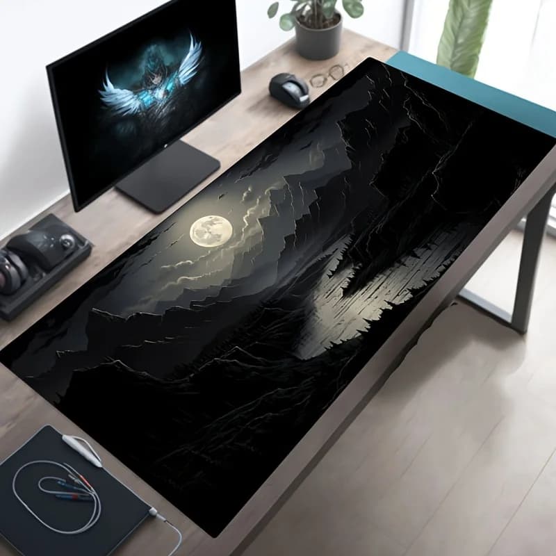 Tappetino per Mouse da Gaming XXL 900x400mm, Effetto Luce Notturna, Base Antiscivolo in Gomma, Tappetino da Scrivania per Esports e Ufficio, per Laptop e Mini PC