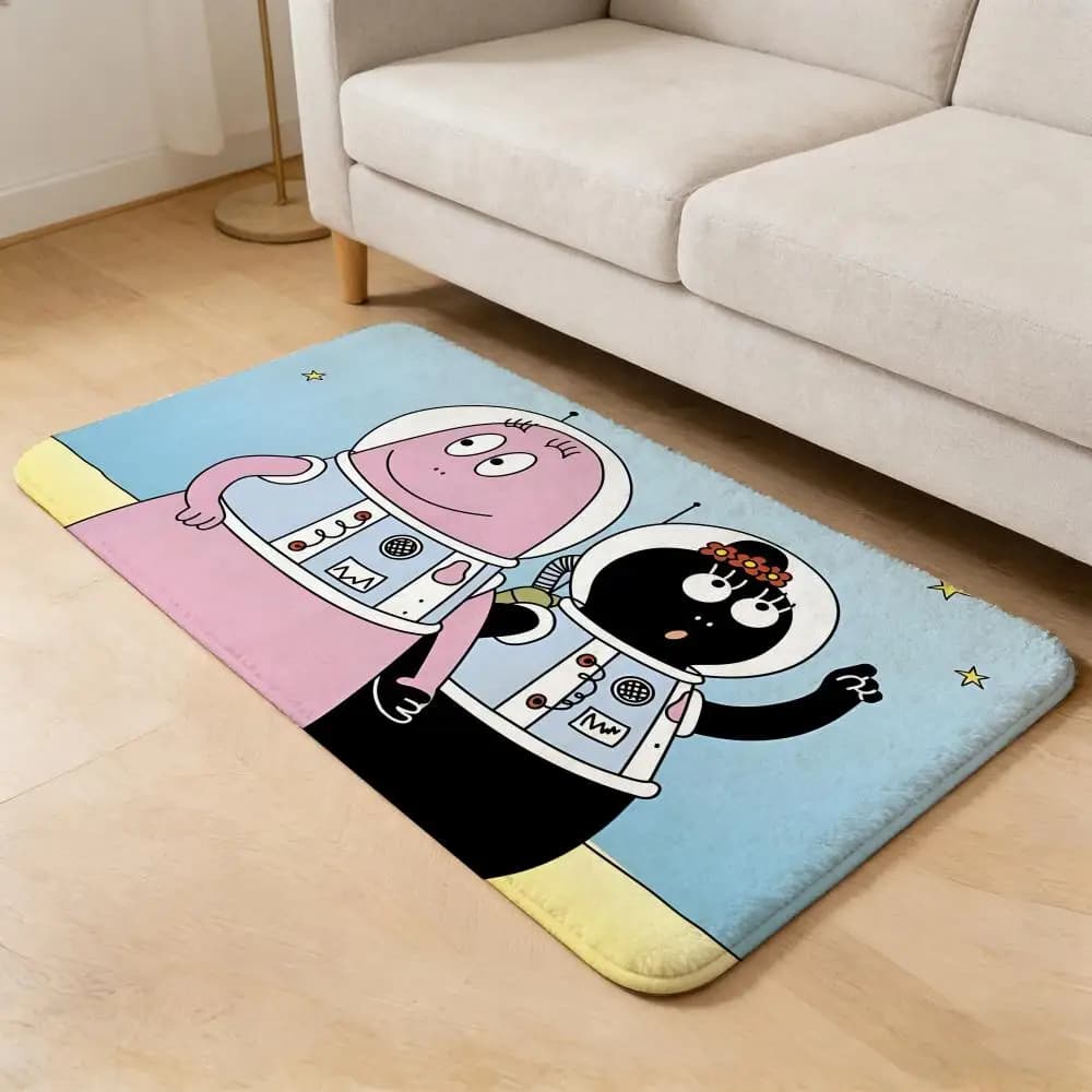 B-Barbapapapa flannel interior mat, non-slip door mat, absorbent, washable, for domestic interior