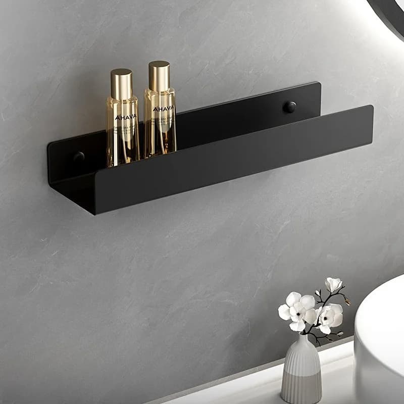 1pc Wall Mounted Mirror Front Towel Rack, Bathroom Vanity Washbasin Storage Shelf Home Bathroom Organizer