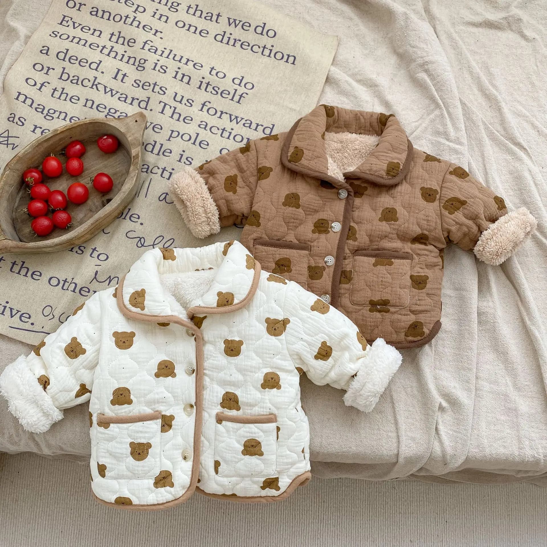 Giacca imbottita per bambini giacca invernale imbottita in cotone per bambini stampata con simpatica giacca calda imbottita con orsetto