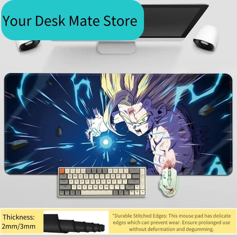 Tappetino per Mouse da Uomo, Super Saiyan, Tappetino da Scrivania con Stampa Dragon Ball, Son Goku, Grande Tappetino per Tastiera da Gaming