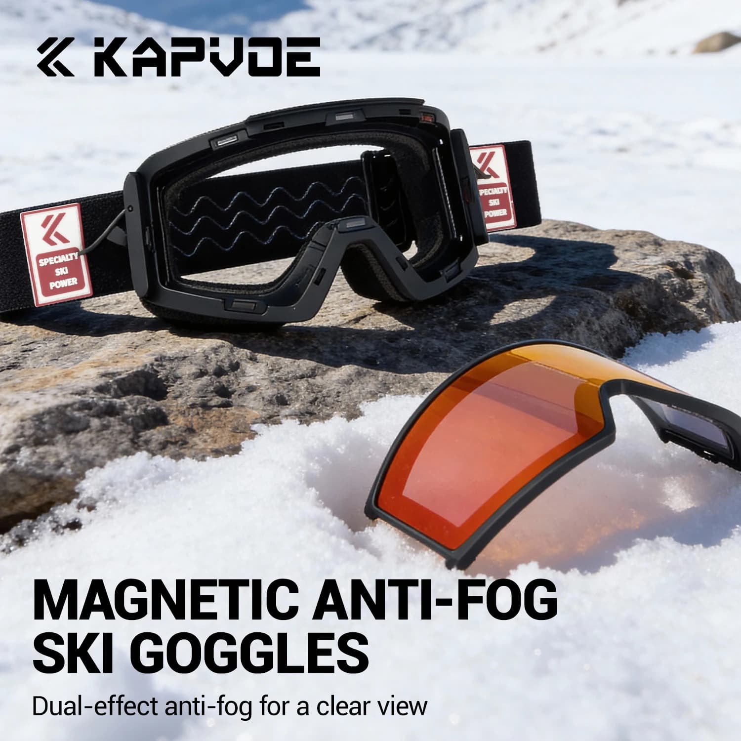 KAPVOE Nuovi Occhiali da Sci Magnetici Antiappannamento Maschera da Sci Invernale Accessori per Snowboard e Motoslitta Occhiali Fotocromatici per Sport all'Aperto