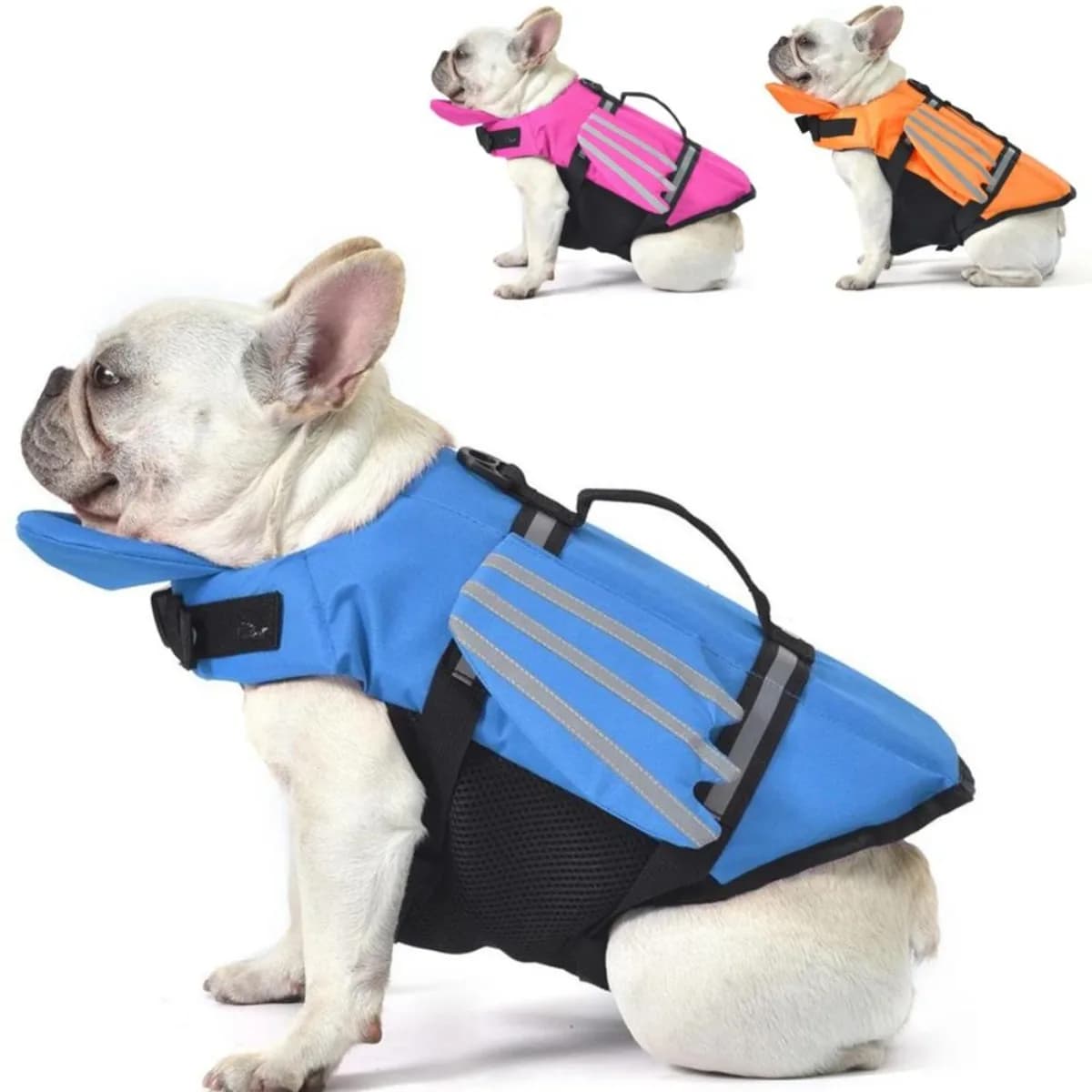 Dogs Life Jacket with Chin Float Oxford Breathable Adjustable Swimming Vests with Reflective & Rescue Handle for Most JJ3855