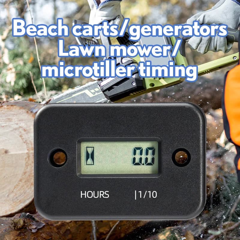 Digital counter with waterproof LCD display, inductive timer for bike, motorcycle, ATV, snowmobile, marine motor, petrol engine