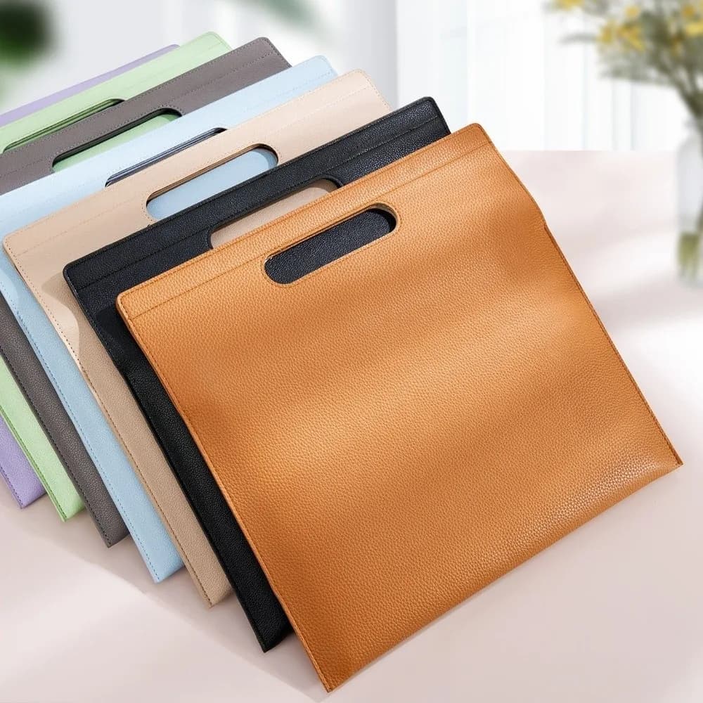 Portadocumenti di Lusso A4 in Pelle PU, Borsa per Documenti di Grande Capacità, Impermeabile, Organizer per Ufficio