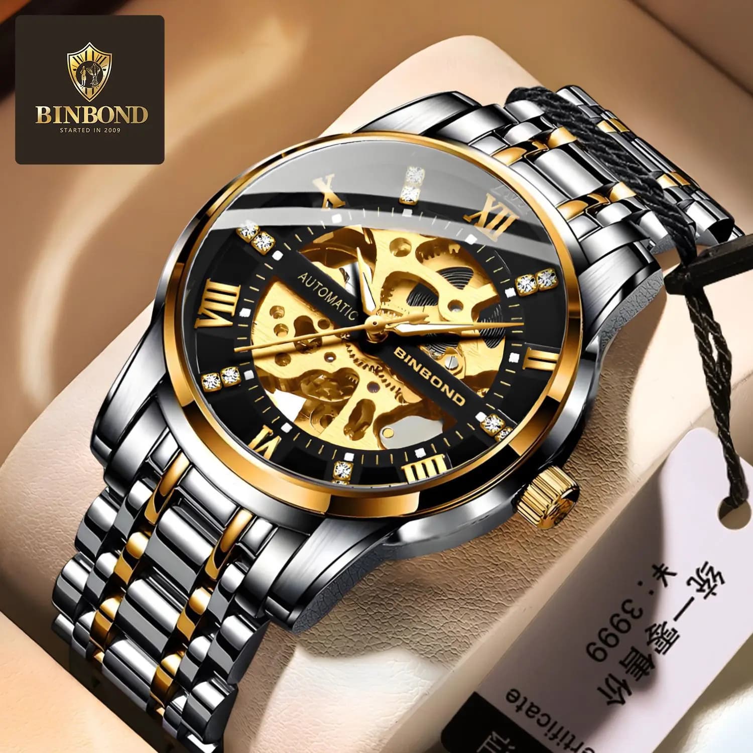Bindond Orologi meccanici automatici da uomo Orologi da polso maschili vuoti impermeabili di lusso delle migliori marche in acciaio inossidabile Relogio Masculino