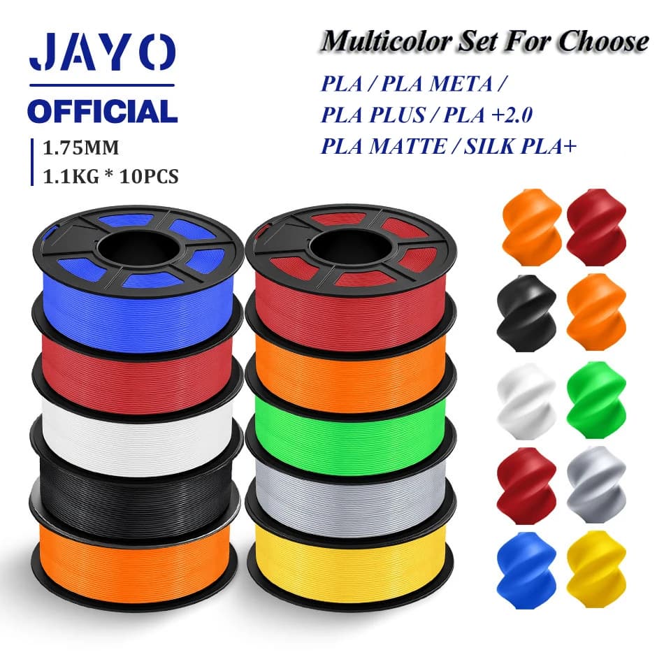 3D JAYO 1,75 mm PLA / PLA Plus / PLA Meta/Seta PLA+/PLA Matte 3D Printer Filament 1,1 kg per FDM multicolor Set 10 rolls