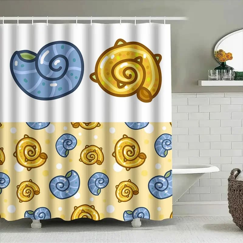 Tenda da doccia stravagante con stampa di conchiglie, carina decorazione da bagno per la cameretta dei bambini o il bagno