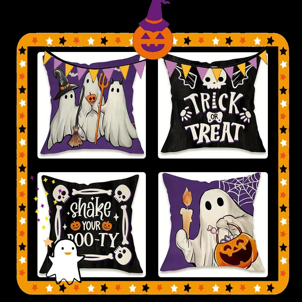 Federa per cuscino Ghosts with Tricks and Treats, adatta per divano, auto, camera da letto, federa decorativa per cuscino